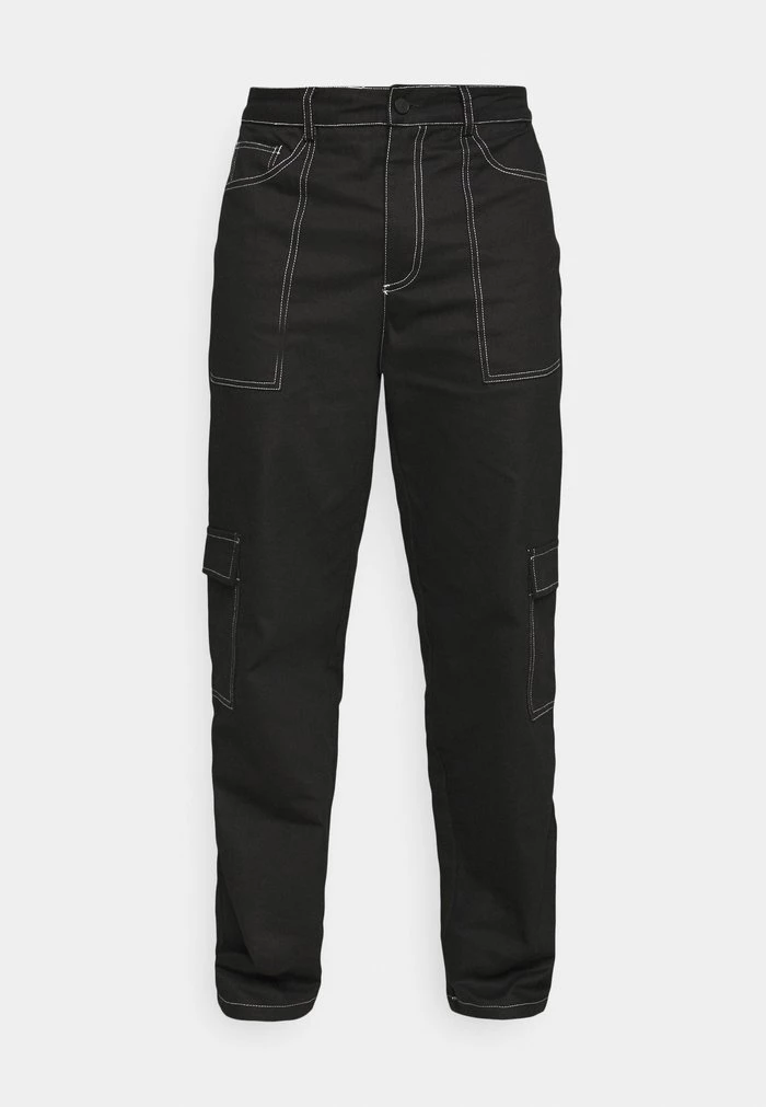 Mennace Mennace MIRROR CONTRAST STITCH TROUSER – Cargo Trousers – Black