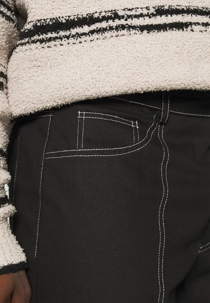 Mennace Mennace MIRROR CONTRAST STITCH TROUSER – Cargo Trousers – Black