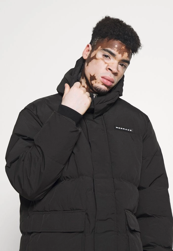 Mennace Mennace MIRROR LONGLINE PUFFER JACKET – Winter Coat – Black