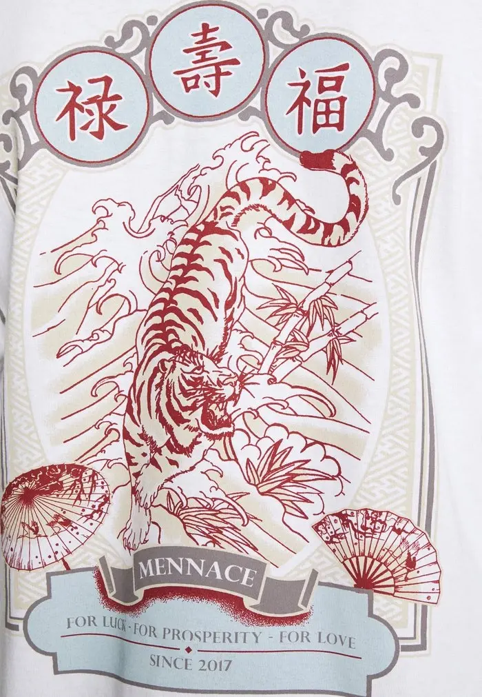 Mennace MENNACE ORIENTAL TIGER TEE – Long Sleeved Top – White