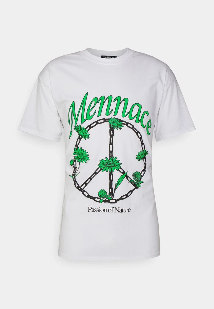 mennace MENNACE PASSION OF NATURE – Print T-shirt – White