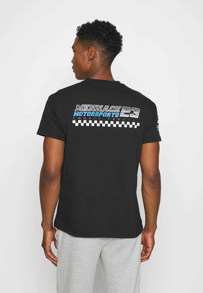 Mennace Mennace PETROL BADGE REGULAR UNISEX – Print T-shirt – Black