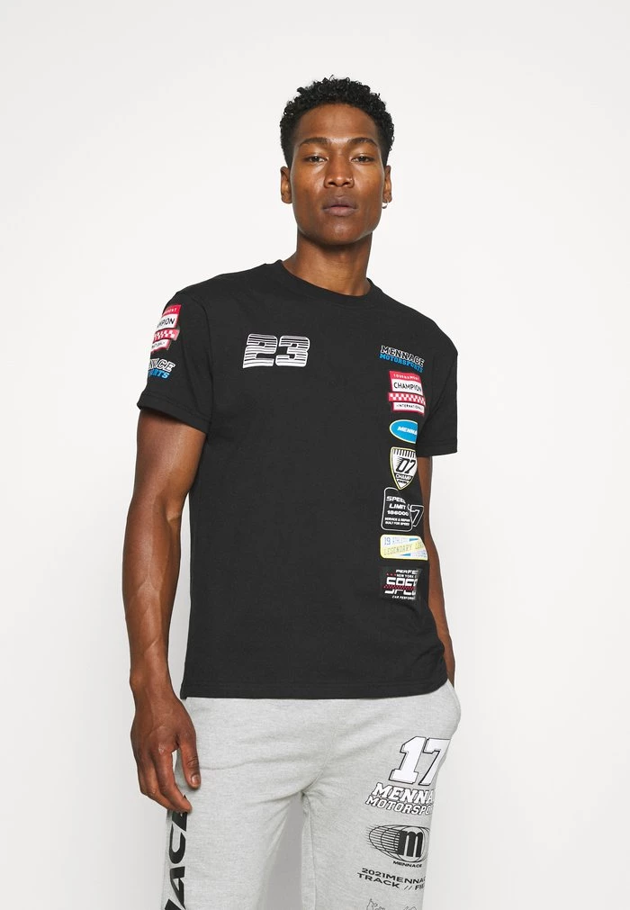 mennace Mennace PETROL BADGE REGULAR UNISEX – Print T-shirt – Black