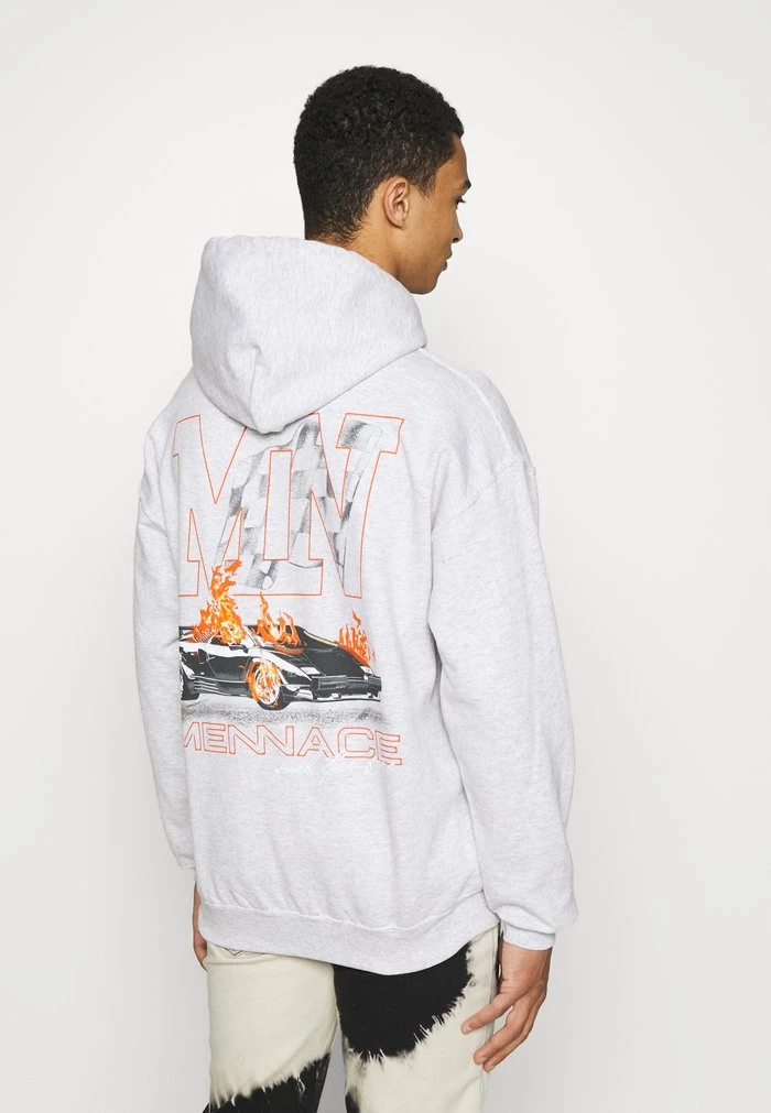 Mennace MENNACE PETROL FLAME CAR REGULAR HOODIE – Sweatshirt – Ice Marl