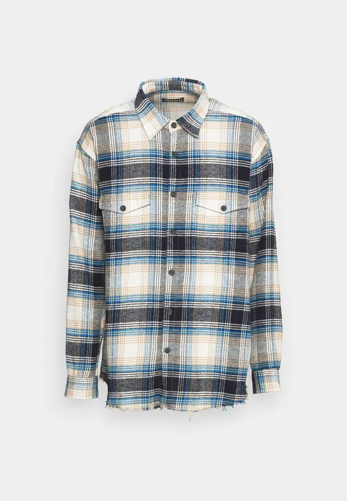 Mennace MENNACE RAW HEM CHECK SHACKET – Summer Jacket – Blue