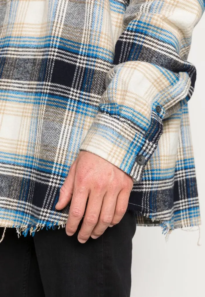 Mennace MENNACE RAW HEM CHECK SHACKET – Summer Jacket – Blue