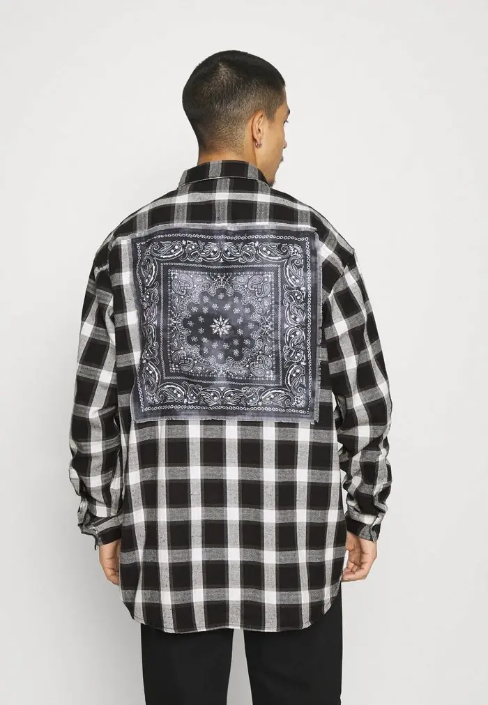 Mennace Mennace ROSEBOWL BANDANA AND CHECK SHIRT – Shirt – Black