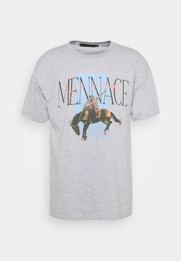 Mennace Mennace ROSEBOWL RODEO REGULAR – Print T-shirt – Grey
