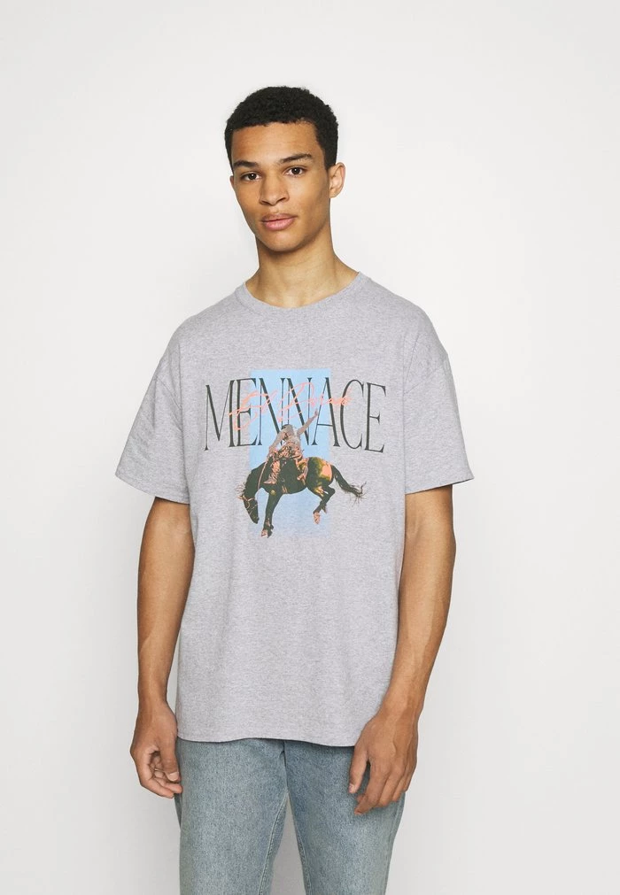 mennace Mennace ROSEBOWL RODEO REGULAR – Print T-shirt – Grey