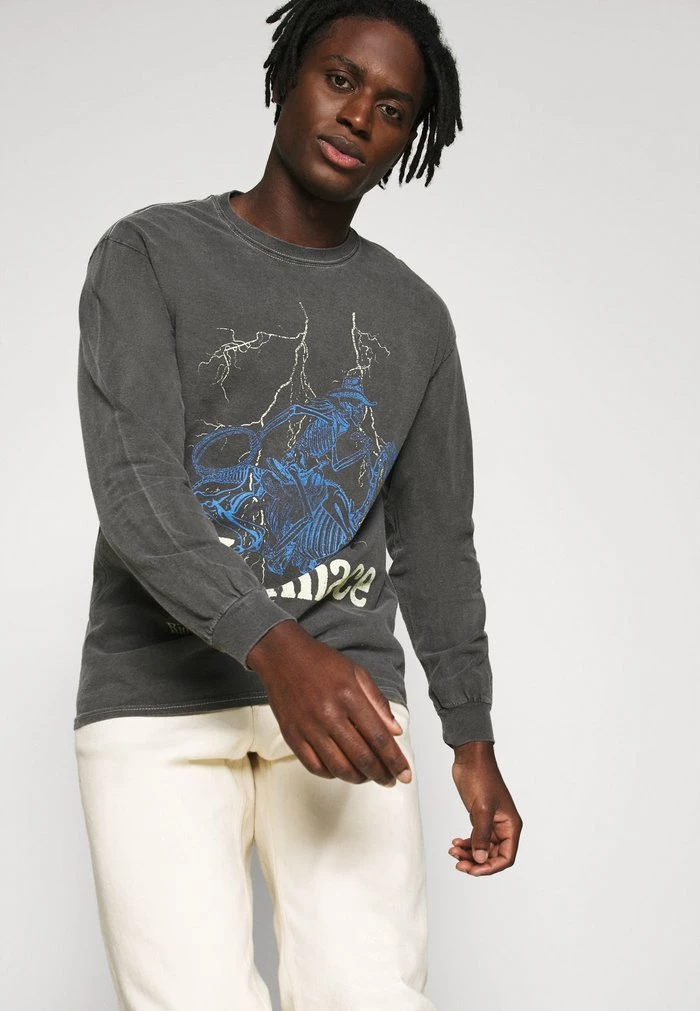 Mennace Mennace SKELETAL MULE – Long Sleeved Top – Dark Grey