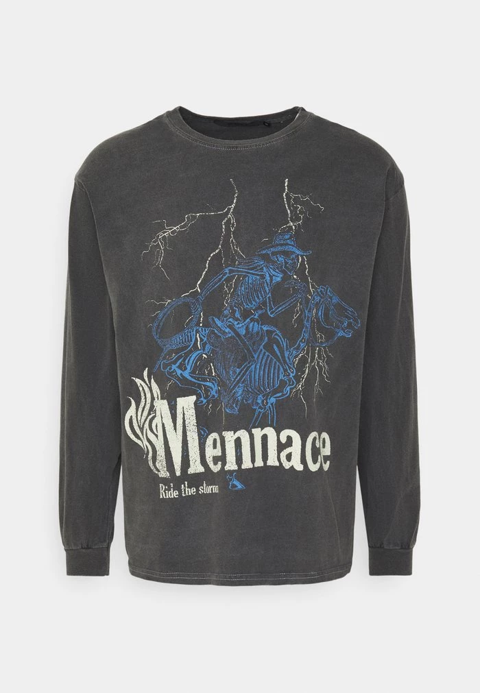 Mennace Mennace SKELETAL MULE – Long Sleeved Top – Dark Grey