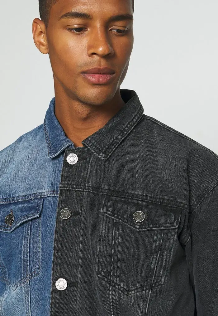 Mennace Mennace SPLICED TRUCKER JACKET – Denim Jacket – Blue