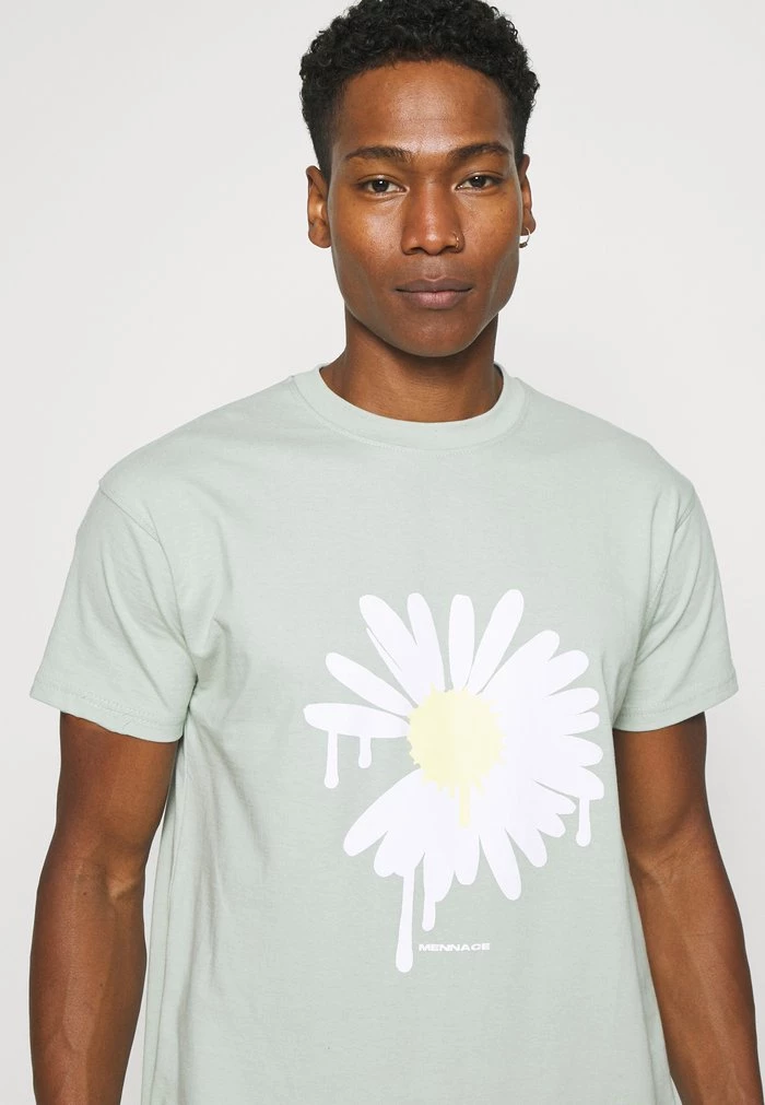 Mennace Mennace SUNDAZE DAISY REGULAR UNISEX – Print T-shirt – Green