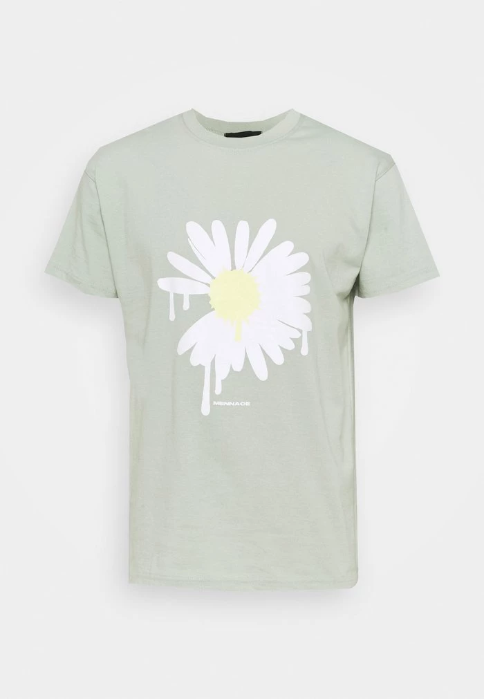 Mennace Mennace SUNDAZE DAISY REGULAR UNISEX – Print T-shirt – Green