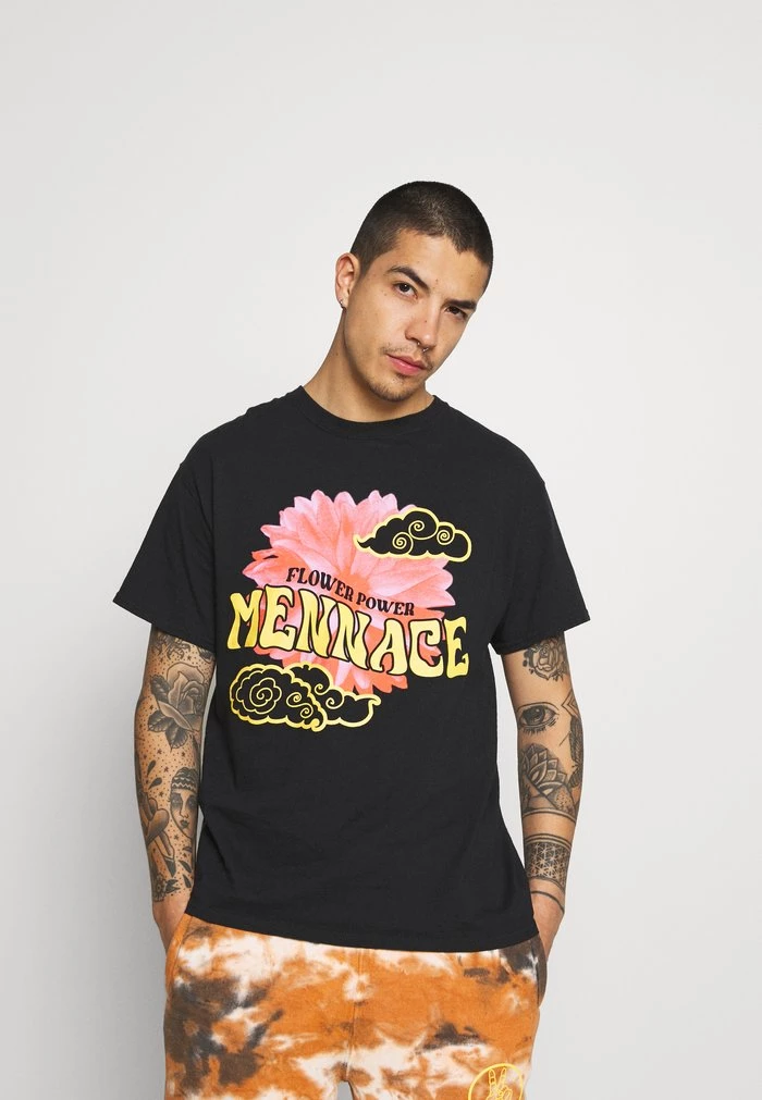 mennace Mennace SUNDAZE FLOWER CLOUD – Print T-shirt – Black
