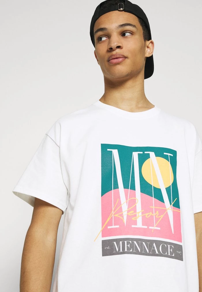 Mennace Mennace SUNDAZE RESORT REGULAR – Print T-shirt – White