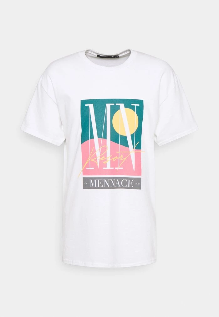 Mennace Mennace SUNDAZE RESORT REGULAR – Print T-shirt – White