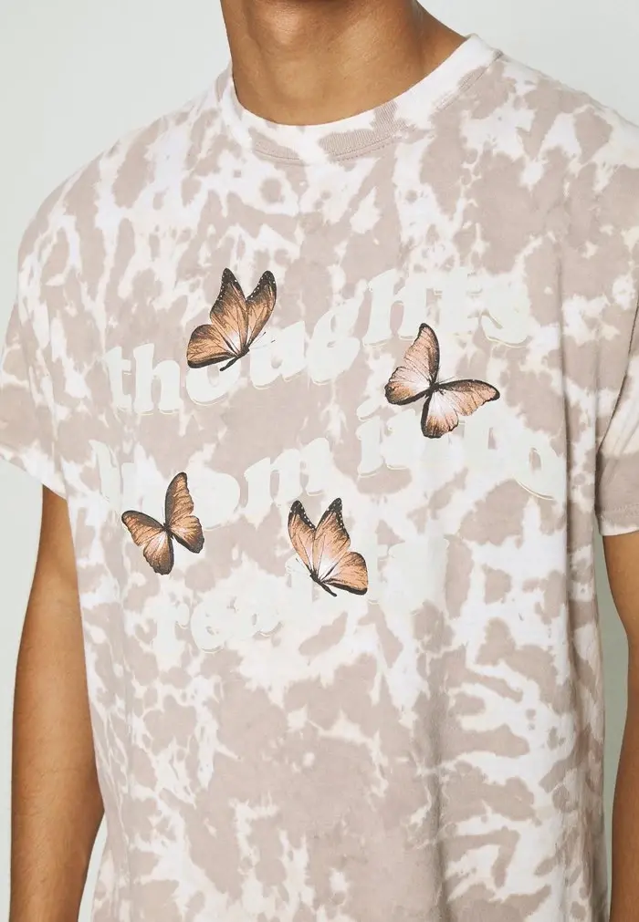 Mennace Mennace TIE DYE ROSEBOWL REALITY REGULAR – Print T-shirt – Tan