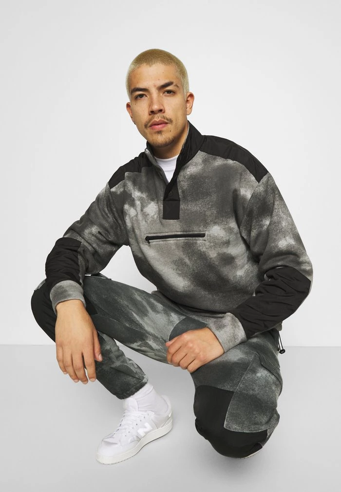 Mennace Mennace TIE DYE TEXTURE MIX – Tracksuit Bottoms – Charcoal