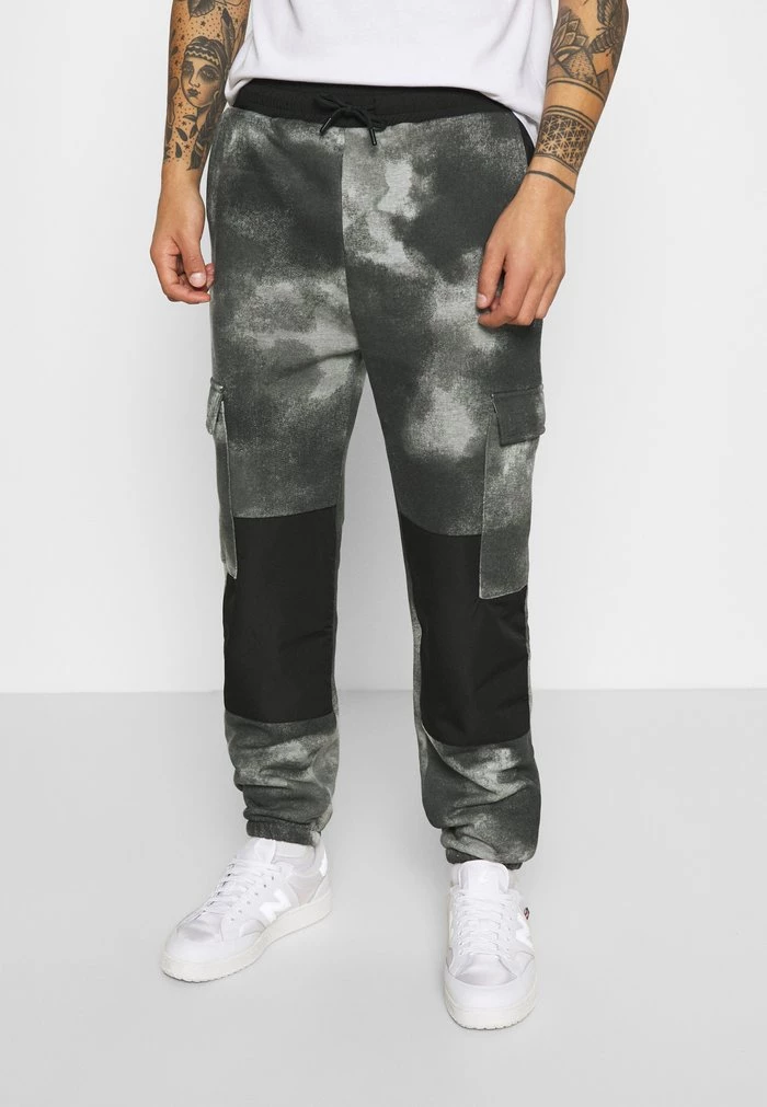 mennace Mennace TIE DYE TEXTURE MIX – Tracksuit Bottoms – Charcoal