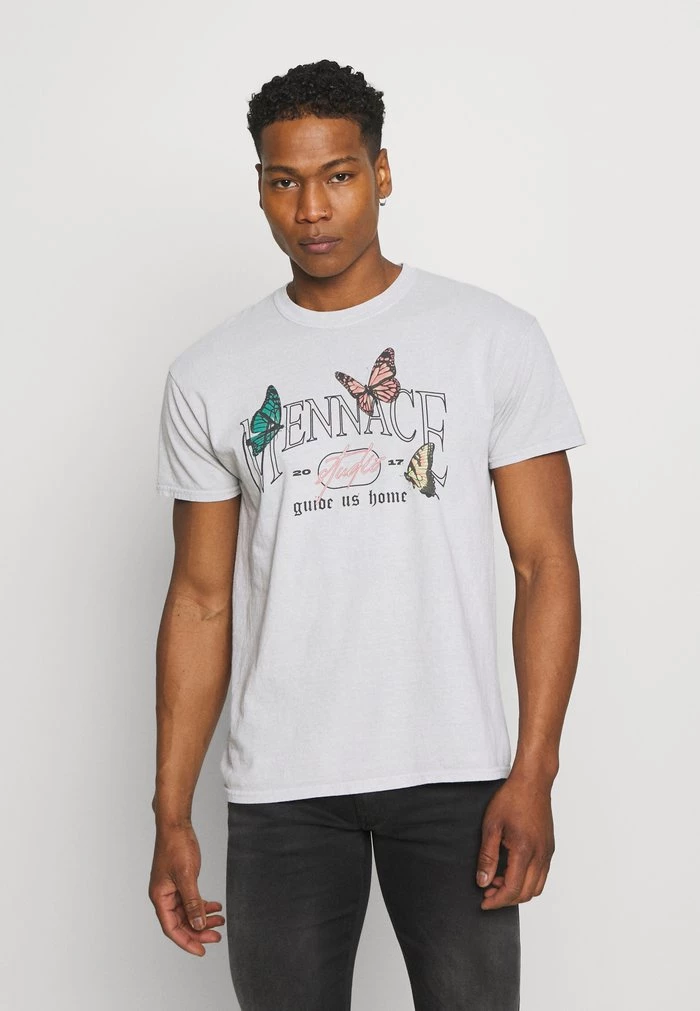 mennace MENNACE TRACK BUTTERFLY REGULAR – Print T-shirt – Grey