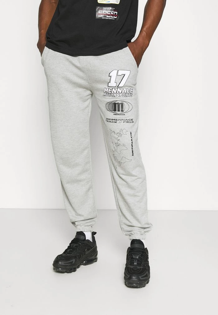 mennace Mennace UNISEX LOGO REGULAR – Tracksuit Bottoms – Light Grey