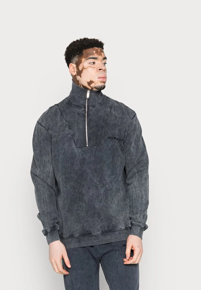 mennace MENNACE UNISEX WASHED QUARTER ZIP – Sweatshirt – Washed Black