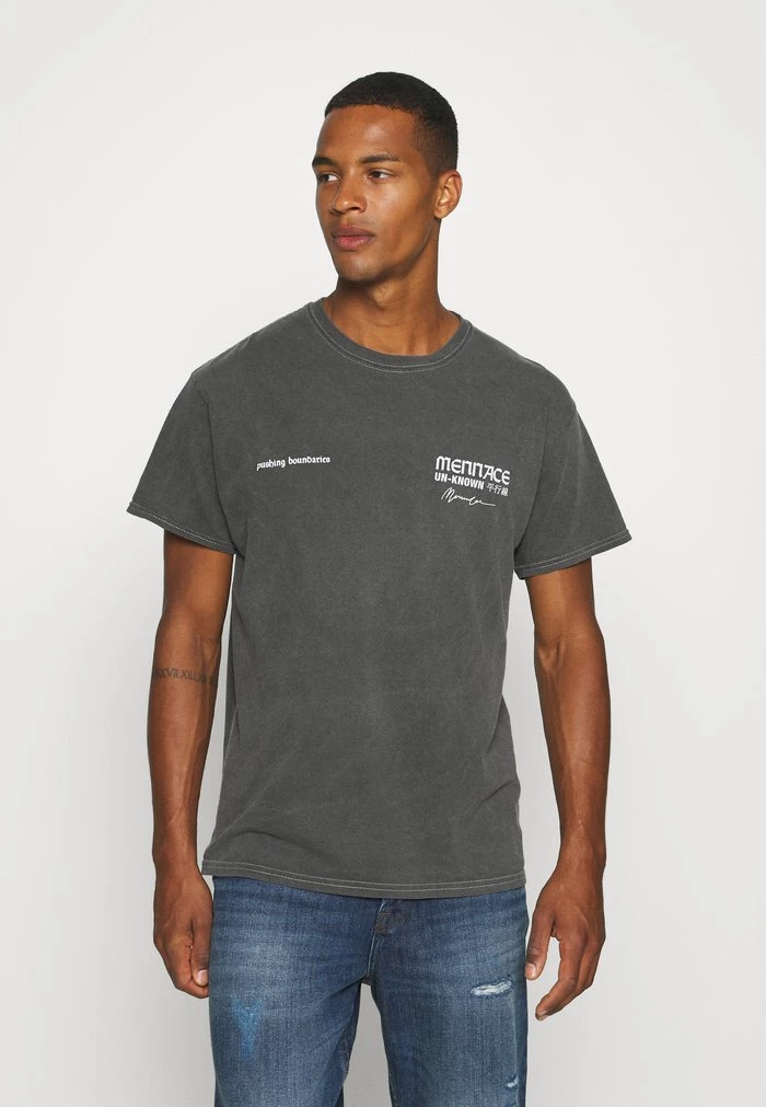 Mennace Mennace UNKNOWN PLANETS SHIRT – Print T-shirt – Washed Black