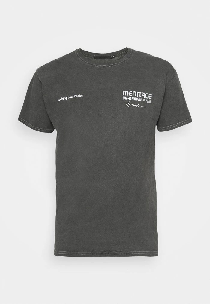 Mennace Mennace UNKNOWN PLANETS SHIRT – Print T-shirt – Washed Black