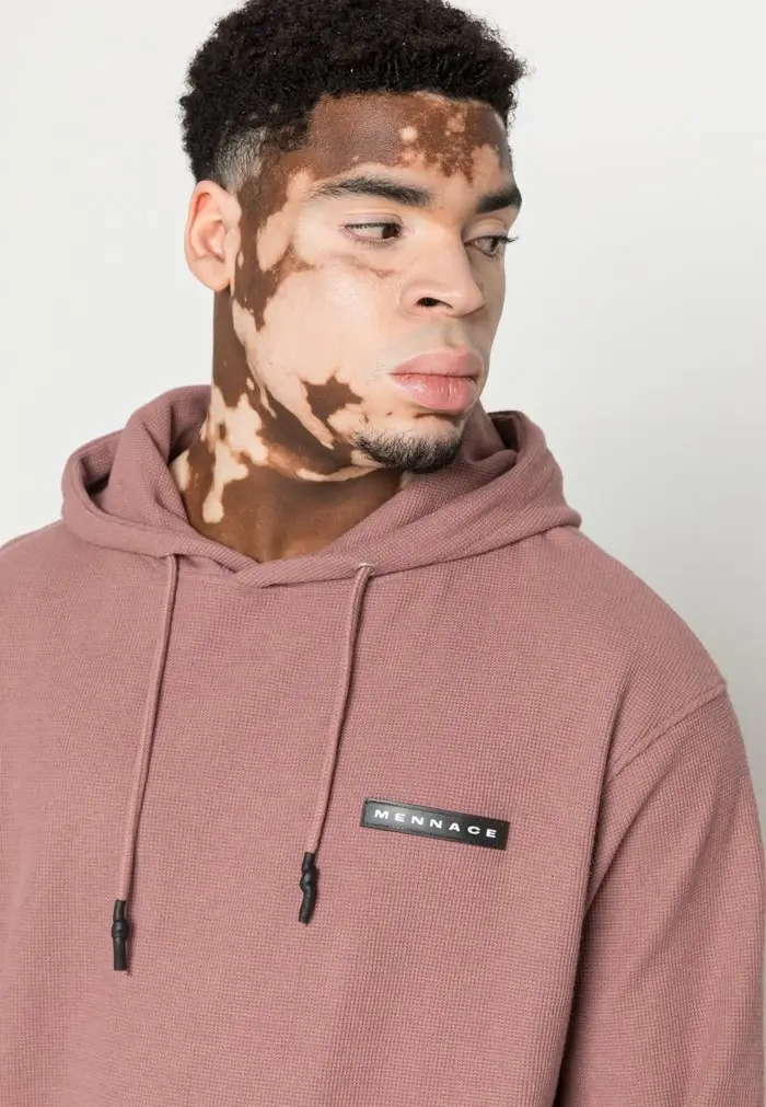 Mennace MENNACE WAFFLE TEXTURE HOODIE UNISEX – Hoodie – Dusty Pink