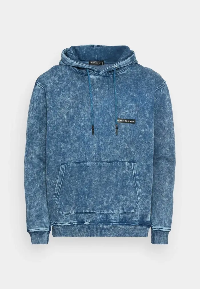 Mennace MENNACE WASHED BADGE HOODIE UNISEX – Hoodie – Blue