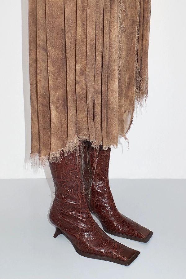 miista Alfreda Boots Tall Brown Embossed Print Leather