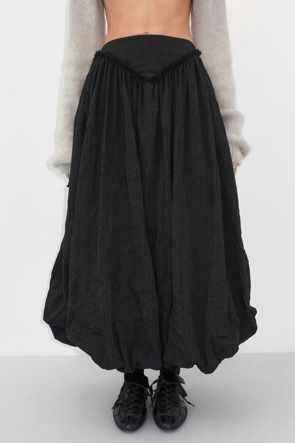 miista Bronte Skirt Adjustable Black Crinkled Pinstripe