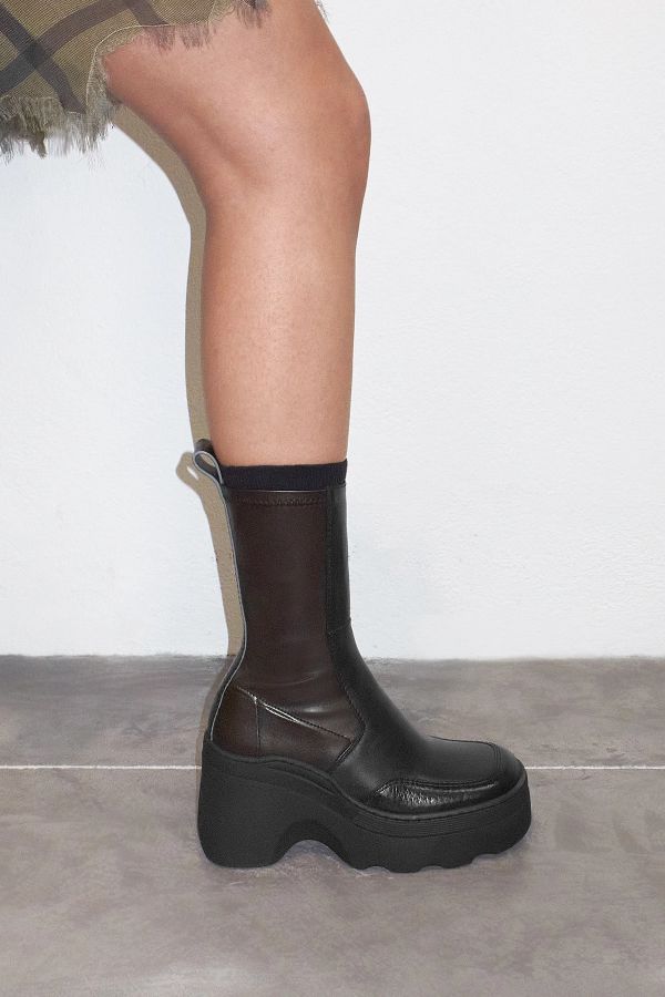 Miista Deandra Boots Brown Bicolour Stretch Grain Leather