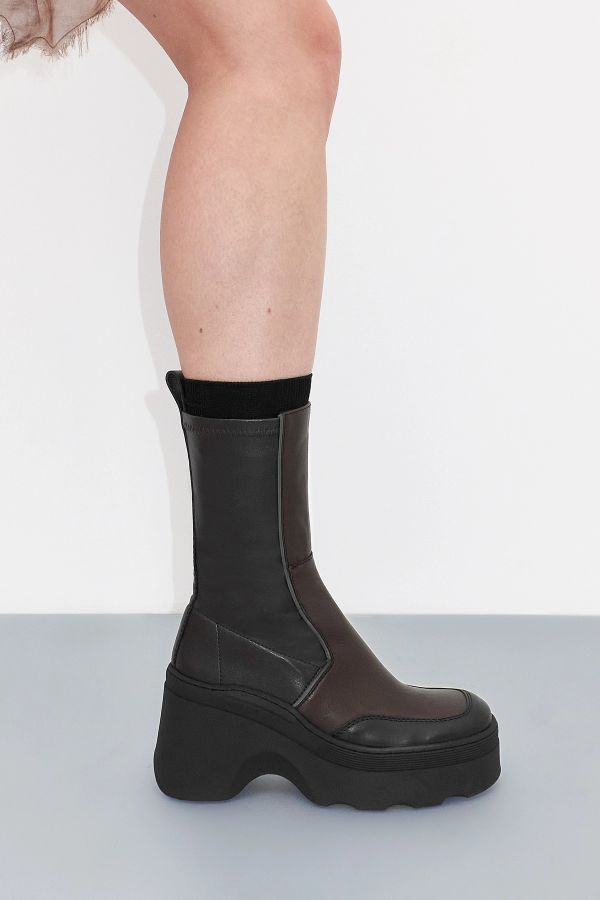 Miista Deandra Boots Brown Bicolour Stretch Leather