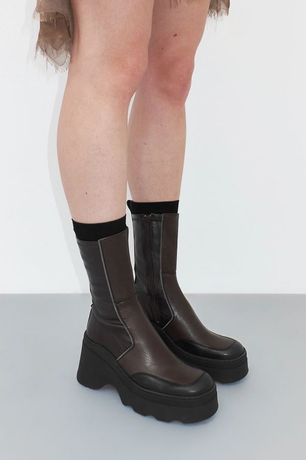 miista Deandra Boots Brown Bicolour Stretch Leather