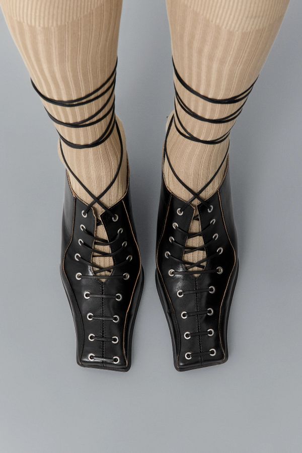 Miista Aima Mules Black Lace Leather