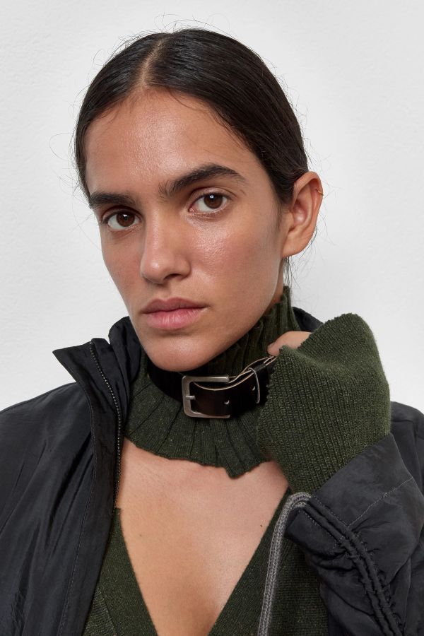 Miista Alida Collar Khaki Cashmere Wool Blend