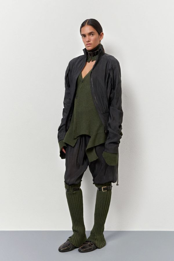 Miista Alida Collar Khaki Cashmere Wool Blend