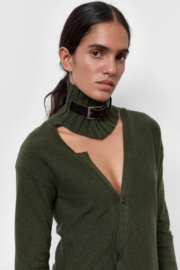 miista Alida Collar Khaki Cashmere Wool Blend