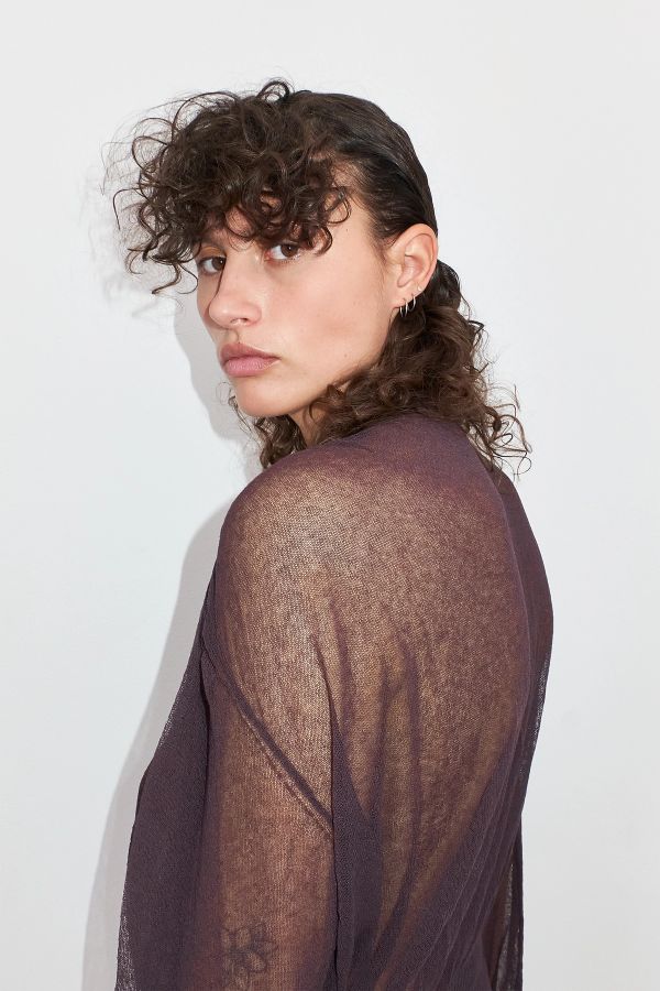 Miista Amber Cardigan Brown Sheer Organic Cotton