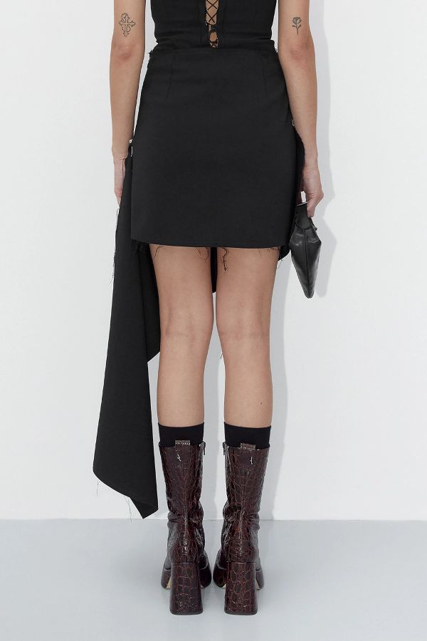 Miista Anselma Skirt Black Pierced Wool Blend