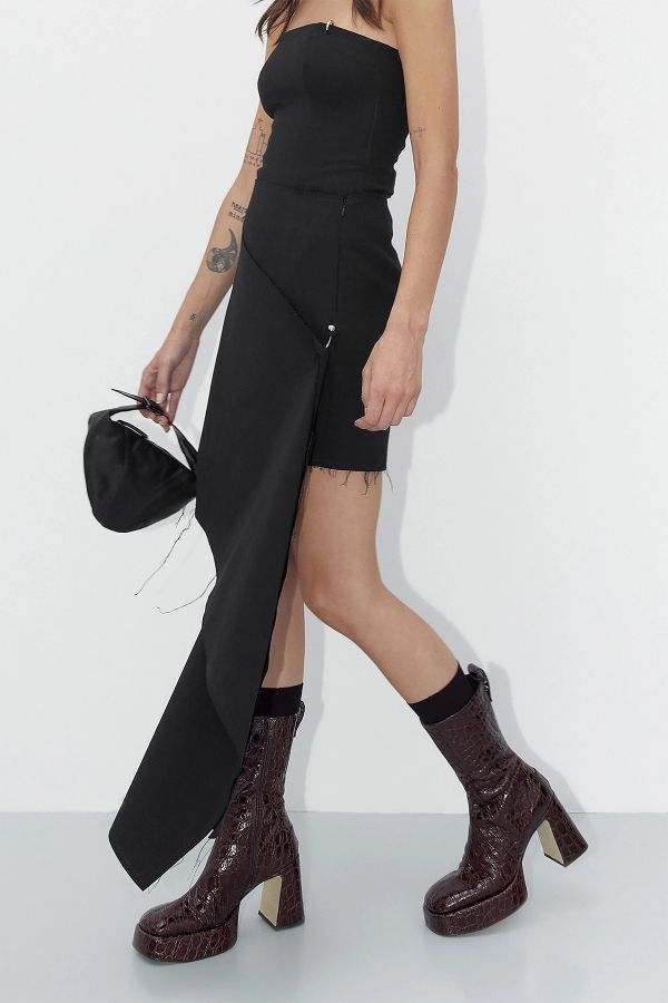 Miista Anselma Skirt Black Pierced Wool Blend