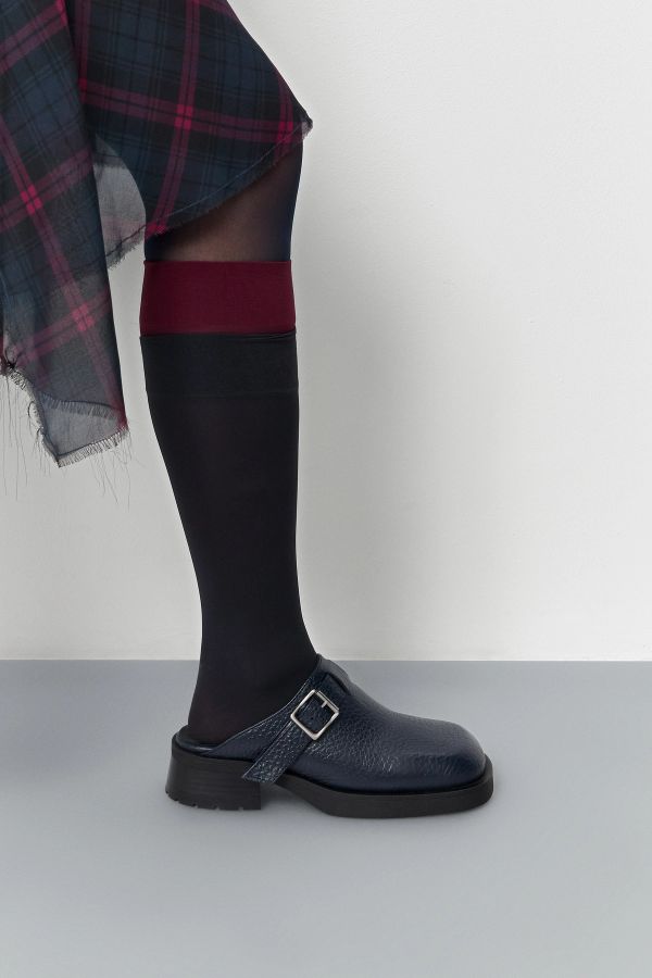 Miista Aroa Mules Navy Grainy Leather