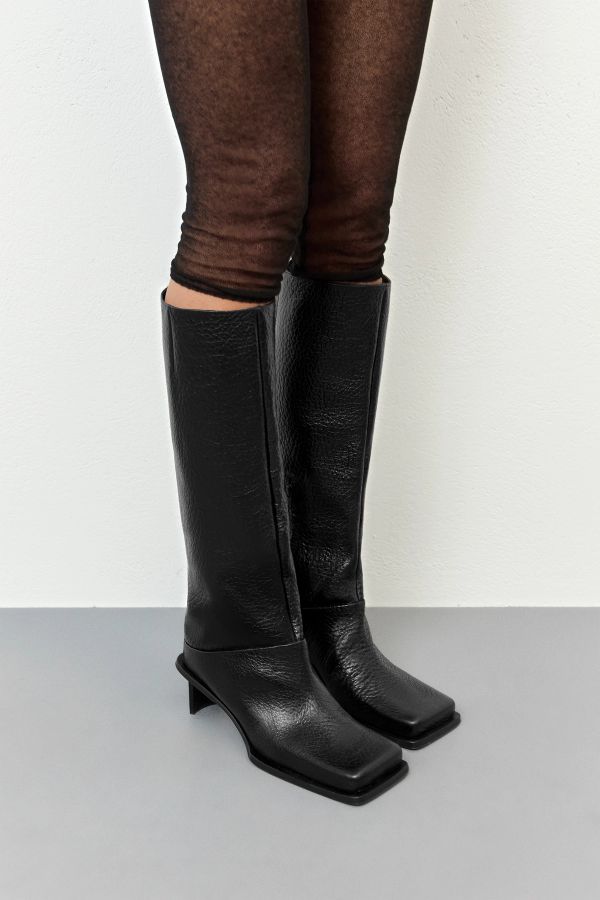 miista Brianna Boots Tall Black Grainy Leather