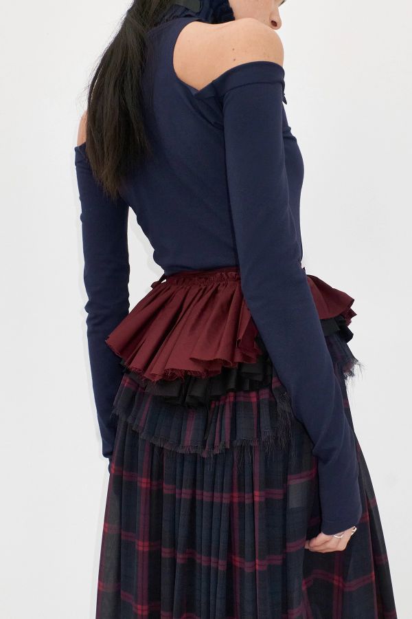 Miista Calypsa Top Navy Off-Shoulder