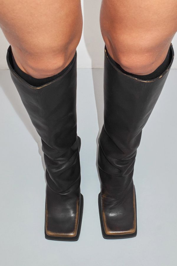 Miista Carmel Boots Tall Brown Brush-off Leather