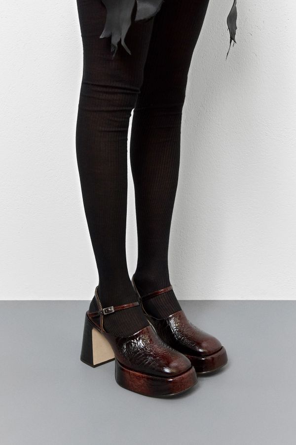 Miista Ceri Court Brown Embossed Snake Leather