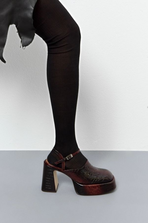 Miista Ceri Court Brown Embossed Snake Leather