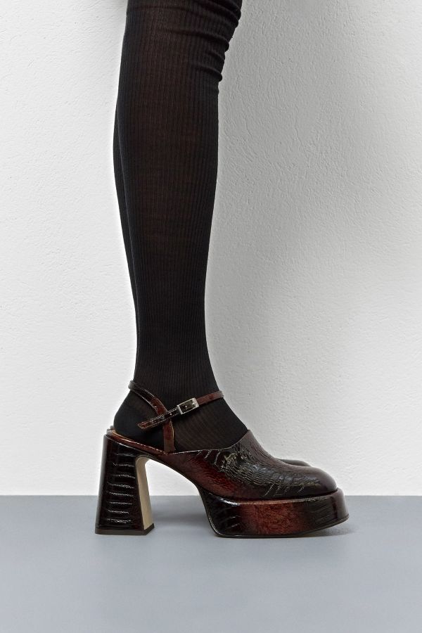 miista Ceri Court Brown Embossed Snake Leather